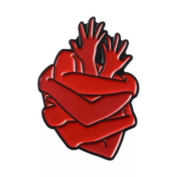 Jewelry - 4/$20 Hugging Red Vascular Heart Organ Enamel Pin